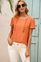 Load image into Gallery viewer, Ruffle Trim Round Neck Top