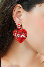 Load image into Gallery viewer, LOVE Beaded Heart Earrings