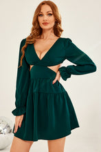 Load image into Gallery viewer, Cutout Tie-Back Plunge Tiered Mini Dress