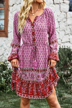 Load image into Gallery viewer, Bohemian Drawstring Waist Balloon Sleeve Dress