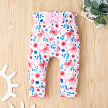 Load image into Gallery viewer, Baby Girl Bodysuit and Floral Paperbag Pants Set with Bow