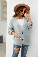 Load image into Gallery viewer, Button Up Drop Shoulder Long Sleeve Cardigan