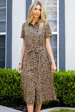 Load image into Gallery viewer, Animal Print Short Sleeve Belted Dress