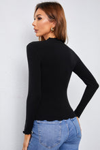Load image into Gallery viewer, Mock Neck Lettuce Hem Long Sleeve Tee