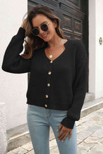 Load image into Gallery viewer, Button-Down Dropped Shoulder Ribbed Cardigan