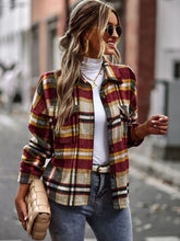 Load image into Gallery viewer, Plaid Button Front Brushed Shacket with Breast Pockets