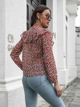 Load image into Gallery viewer, Printed Statement Collar Long Sleeve Blouse