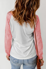 Load image into Gallery viewer, Contrast Sheer Striped V-Neck Top