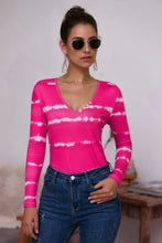 Load image into Gallery viewer, Tie-Dye Plunge Long Sleeve Top