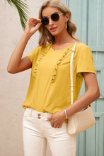 Load image into Gallery viewer, Ruffle Trim Round Neck Top