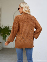 Load image into Gallery viewer, Openwork Open Front Lantern Sleeve Cardigan