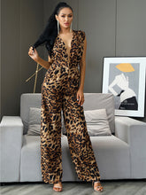 Load image into Gallery viewer, Leopard Print Wide Leg Jumpsuit