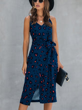 Load image into Gallery viewer, Printed Tie-Waist Spaghetti Strap Dress
