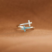 Load image into Gallery viewer, Zircon 925 Sterling Silver Double Cross Bypass Ring