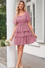 Load image into Gallery viewer, Floral Smocked Short Sleeve Layered Dress