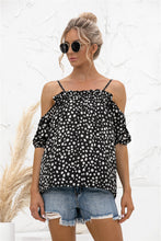 Load image into Gallery viewer, Printed Cold-Shoulder Frill Trim Blouse