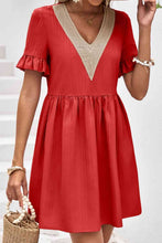 Load image into Gallery viewer, V-Neck Flounce Sleeve A-Line Dress
