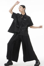 Load image into Gallery viewer, Cutout Pointed Collar Button Front Shirt