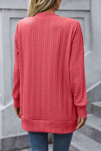 Load image into Gallery viewer, Cable-Knit Long Sleeve Cardigan with Pocket