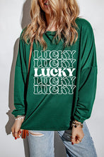 Load image into Gallery viewer, LUCKY Round Neck Dropped Shoulder Sweatshirt