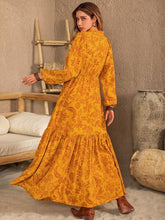 Load image into Gallery viewer, Printed Notched Balloon Sleeve Dress