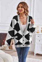 Load image into Gallery viewer, Geometric Lantern Sleeve Cardigan with Pockets