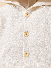 Load image into Gallery viewer, Baby Textured Button Front Hooded Jumpsuit with Pockets