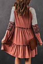 Load image into Gallery viewer, Mixed Print Frill Trim Long Sleeve Dress