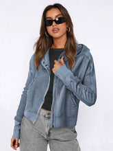 Load image into Gallery viewer, Waffle-Knit Dropped Shoulder Hooded Jacket