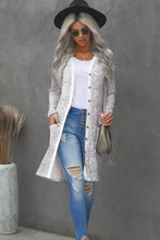 Load image into Gallery viewer, Striped Leopard Patchwork Duster Cardigan with Pockets
