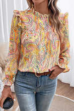 Load image into Gallery viewer, Printed Frill Flounce Sleeve Shirt