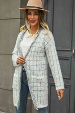Load image into Gallery viewer, Plaid Fringe Trim Open Front Longline Cardigan