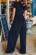 Load image into Gallery viewer, Short Sleeve Top and Wide Leg Pants Set