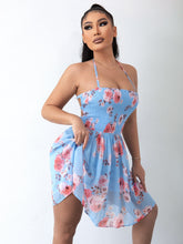 Load image into Gallery viewer, Floral Halter Neck Smocked Dress