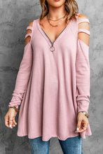 Load image into Gallery viewer, Cutout Waffle Knit Tunic Top
