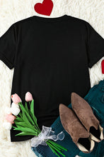 Load image into Gallery viewer, Heart Sequin Round Neck Short Sleeve T-Shirt