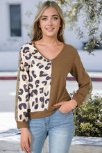 Load image into Gallery viewer, Leopard V-Neck Waffle-Knit Top