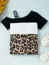 Load image into Gallery viewer, Girls Color Block Printed Cold-Shoulder Tee and Joggers Set