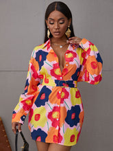 Load image into Gallery viewer, Floral Belted Curved Hem Shirt Dress