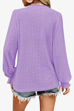 Load image into Gallery viewer, Eyelet V-Neck Flounce Sleeve Blouse