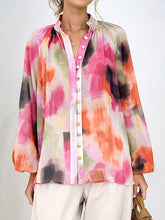 Load image into Gallery viewer, Printed Button Up Balloon Sleeve Shirt