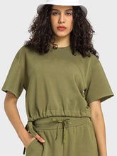 Load image into Gallery viewer, Drawstring Hem Short Sleeve Sports T-Shirt