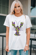 Load image into Gallery viewer, Mardi Gras Lobster Round Neck T-Shirt