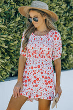 Load image into Gallery viewer, Smocked Printed Short Sleeve Romper