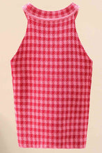 Load image into Gallery viewer, Plaid Round Neck Sleeveless Knit Top