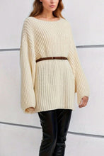 Load image into Gallery viewer, Boat Neck Dropped Shoulder Mini Sweater Dress