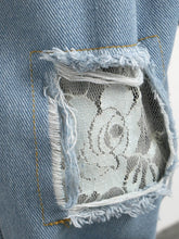 Load image into Gallery viewer, Girls Floral Peplum Blouse and Spliced Lace Jeans Set