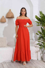 Load image into Gallery viewer, Smocked Off-Shoulder Maxi Dress