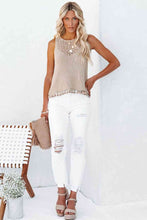 Load image into Gallery viewer, Openwork Tassel Hem Knit Tank