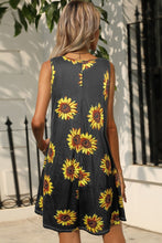 Load image into Gallery viewer, Printed Round Neck Sleeveless Dress with Pockets